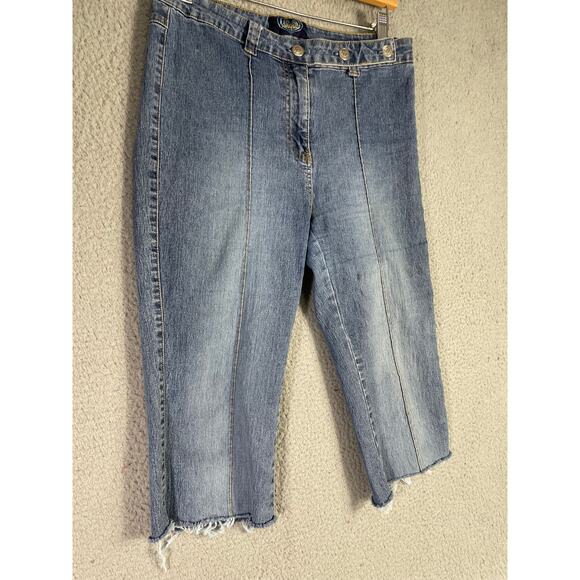 Womens Angels Raw Hem Bermuda Denim Shorts Blue Size 14 High Rise Stretch - Picture 3 of 9